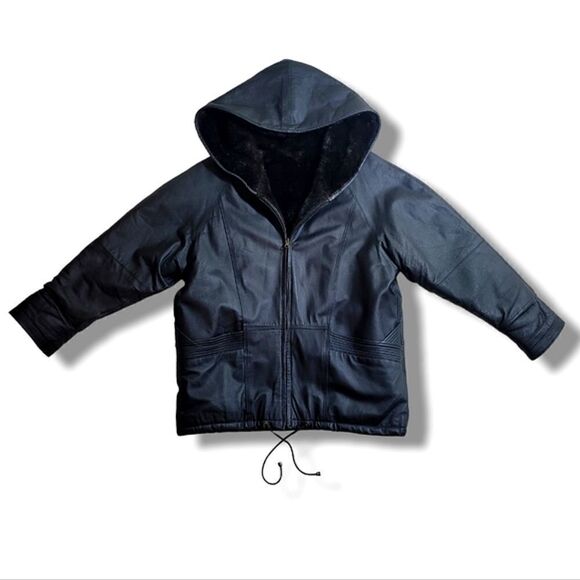 Donna Pelle RARE Vintage FULLY Reversable Leather & Faux Fur Coat - Picture 3 of 6